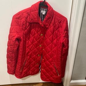 Crown & Ivy red quilted puff coat. Size XS. Red white navy lining. Gold hardware